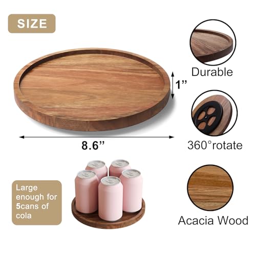 VERTORGAN Bamboo Lazy Susan Organizer - 360° Rotating Tray, 8.6 Inch