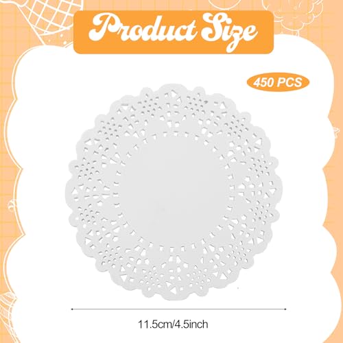 450 Pcs White Lace Paper Doilies - 4.5 Inch Decorative Placemats