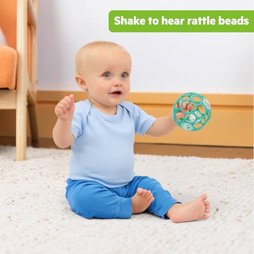 Bright Starts Oball Easy-Grasp Rattle - Teal Infant Sensory Toy