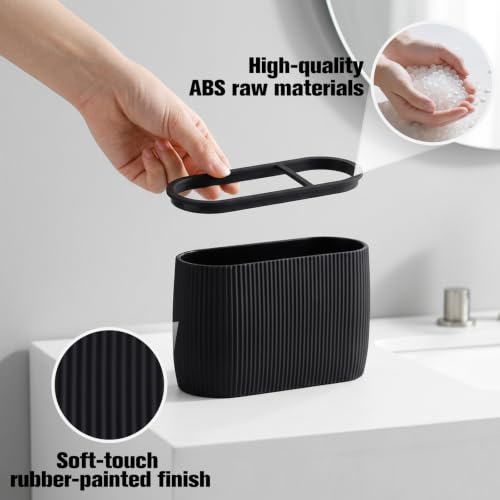 Black Electric Toothbrush Holder with Divider for Bathroom Countertop