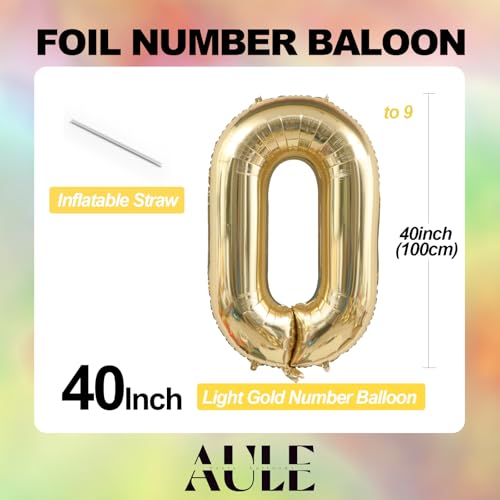 AULE 40 Inch Light Gold Jumbo Number Balloon 1 | Birthday & Anniversary