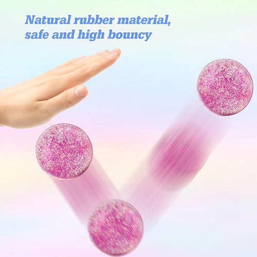 Ohanniewa 24 Pack Glitter Bouncy Balls - Bright 32mm Rubber Kids Toys - Color 5