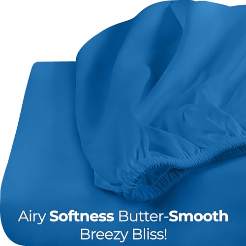 Queen Fitted Sheet - Ultra Soft Microfiber, 15 Inch Deep Pocket - Dusk Blue