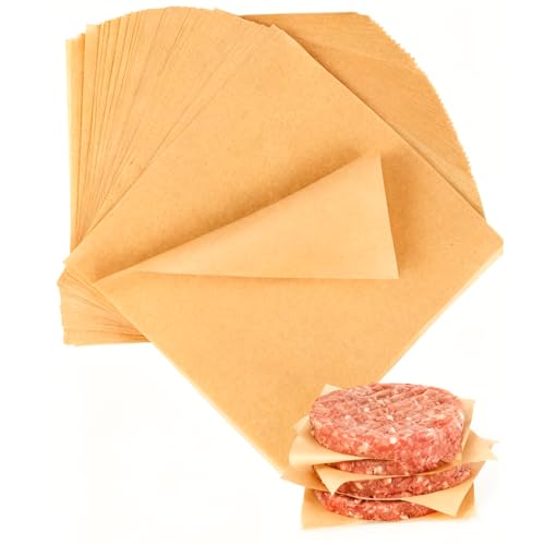 100 Non-Stick Hamburger Patty Paper Sheets - 6''x6'' Parchment