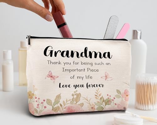 Pink Floral Grandma Makeup Bag Travel Toiletry Pouch Gift