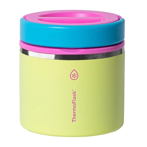ThermoFlask 20 oz Insulated Food Jar, 2-Pack, Pink and Blue, Hot 12 Hours Cold 24 Hours (Pink and Yellow)