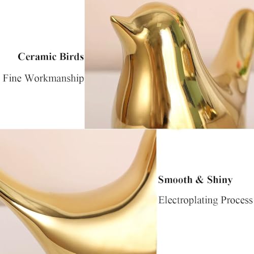 Set of 2 Ceramic Bird Figurines - Modern Home Decor Statues