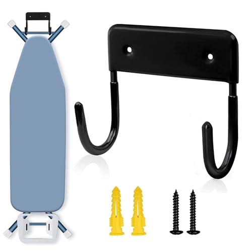 Pensino Wall-Mounted Ironing Board Holder - Black Organizer Rack