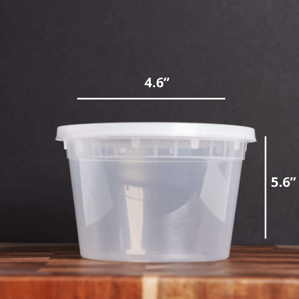 TIYA Food Containers - 16oz Bulk 240 Pack with Lids - Plastic Food Storage to-Go Containers - Reusable Microwavable Dishwasher Safe Cups - Airtight Leak Proof for Soups & Meal Prep