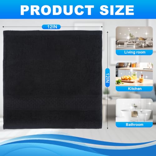100% Cotton Washcloths, 12x12 Inch Premium Soft Bath Towels - 6 Pack