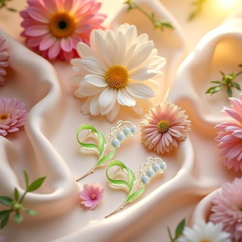 Lily of the Valley Metal Hair Claw Clips Set of 2 Floral Jaw Clamps