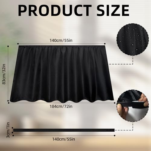 Black Waterproof Fabric Sink Skirt with Diamond Stitch Design - 55 x 32 Inches
