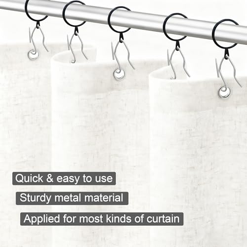 Limon Home 20-Pack Black Metal Curtain Rings & Hooks, 1.1" Diameter