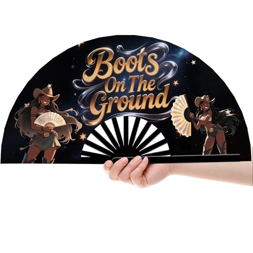 Large Bamboo Clack Fan for Dance - 13-Inch Folding Hand Fan (Style5)