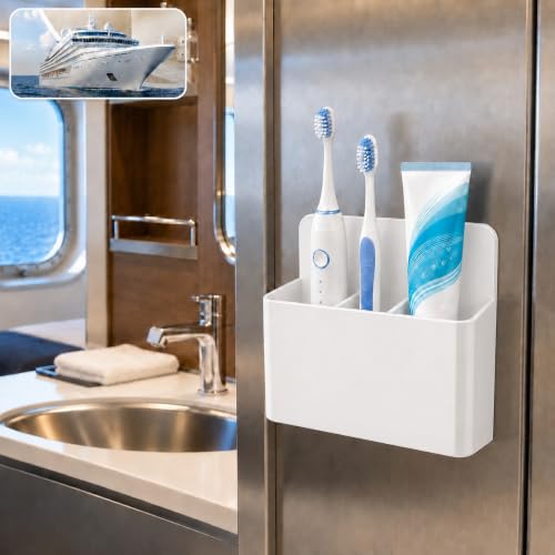 White Magnetic Toothbrush Holder for Cruise Travel - Portable & Durable