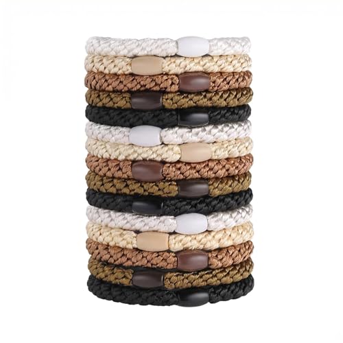 QUUPY 15-Piece Braided Hair Ties, Multicolor Elastic Ponytail Holders