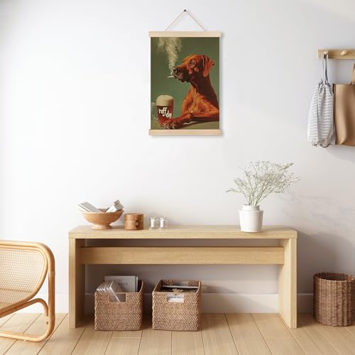 Funny Retro Beer Rhodesian Ridgeback Canvas Wall Art - 12x16 Inch