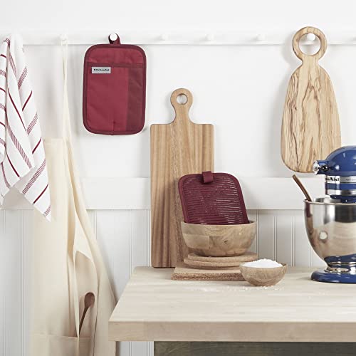 KitchenAid Beacon Two-Tone Pot Holder Set, Passion Red/Bordeaux, 2 Pieces
