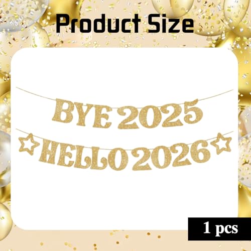Ziyutam Gold Glitter 2026 New Year Banner Party Decoration