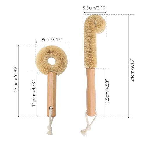 Eco-Friendly Coconut Fiber Bottle Brush Set with Wooden Handle