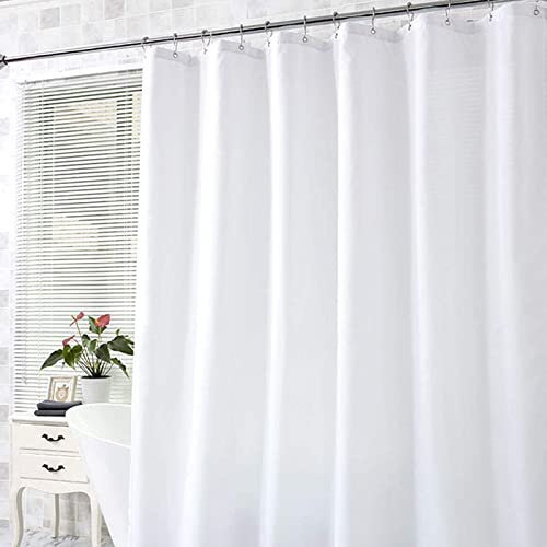 DEARART Pure White Fabric Shower Curtain, 72x72 Inch Water-Resistant Set