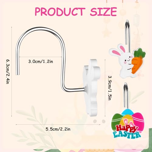 12Pcs Cartoon Shower Curtain Hooks Set - Stainless Steel Bathroom Hangers with 12 Unique Shapes