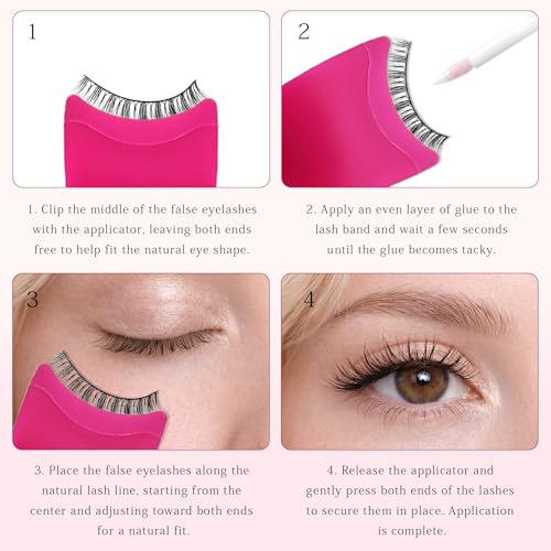 False Eyelash Applicator Tool 2 Pack Pink Soft Tip Lash Clip for Beginners