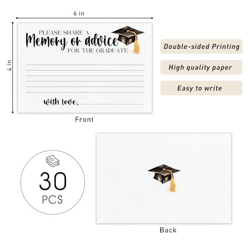30 Pcs Graduation Advice Cards 2026 - Share A Memory & Advice Party Favors