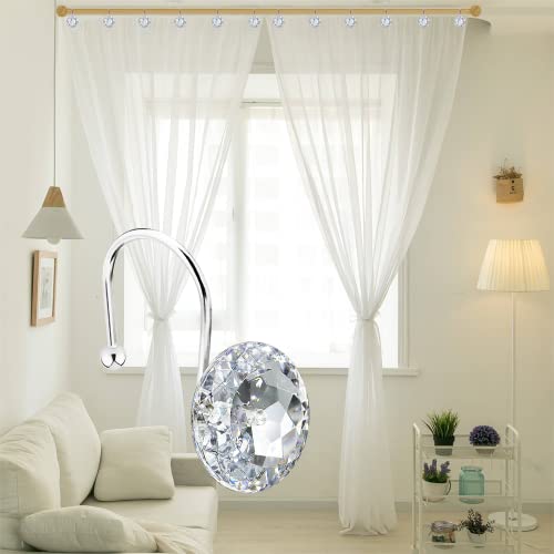Yapicoco Crystal Rhinestone Shower Curtain Hooks - Clear 12-Piece Set
