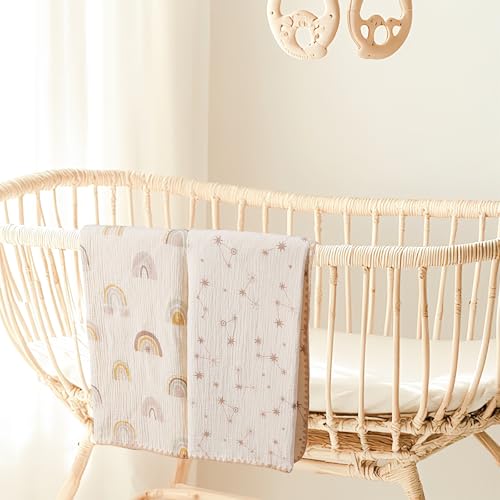 ROCCED Constellation Baby Blanket - Soft Cotton Muslin Swaddle 40x40
