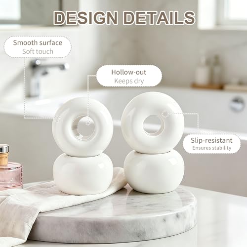 Mini Ceramic Toothbrush Holders 2-Pack - Space-Saving Bathroom Decor, White
