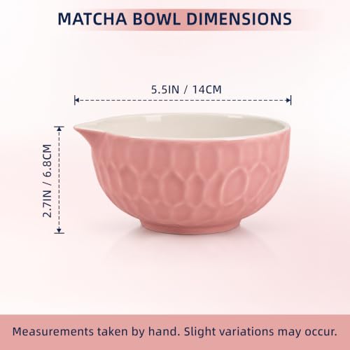 Pink Matcha Bowl with Spout - Japanese Ceramic Chawan for Whisking & Pouring
