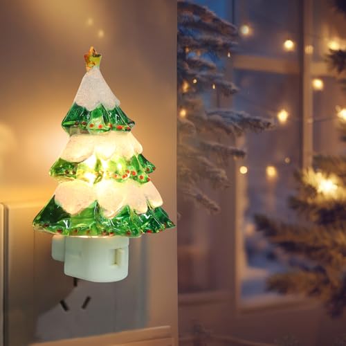Christmas Tree Night Light Plug In Wall Decor LED Kids Bedroom Lamp