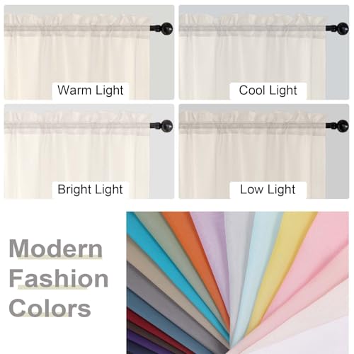 Cream Sheer Curtains 84" Long - Set of 2 Modern Drapes
