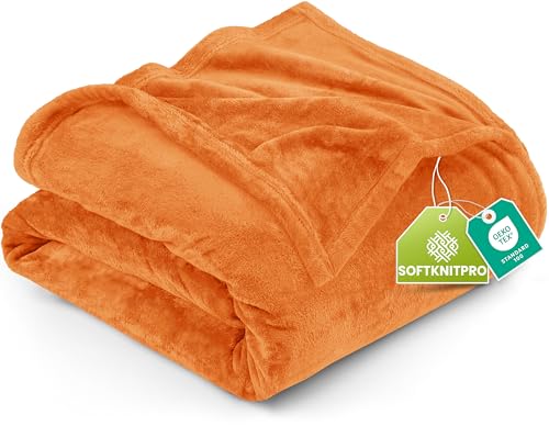 Utopia Bedding Soft Flannel Fleece Blanket - Twin Size, Burnt Orange
