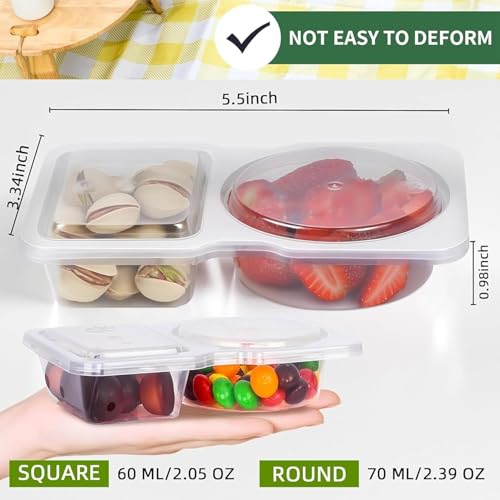 20-Pack Reusable Dual-Compartment Snack Containers with Leakproof Lids