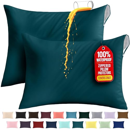 Utopia Bedding Waterproof King Pillow Protectors - Teal (Set of 2)