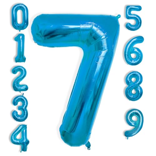 Blue Number 7 Foil Balloon - 40 Inch Large Birthday Party Decoration