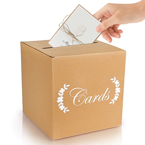 Kraft Wedding Card Box - Rustic Reception Gift Card Holder - 7.9"