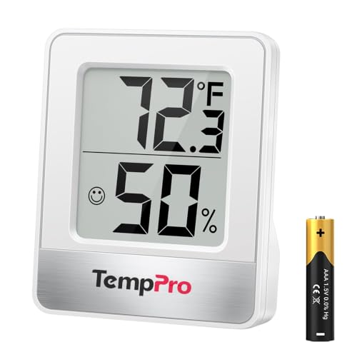 TempPro TP49 Digital Hygrometer Indoor Thermometer - White