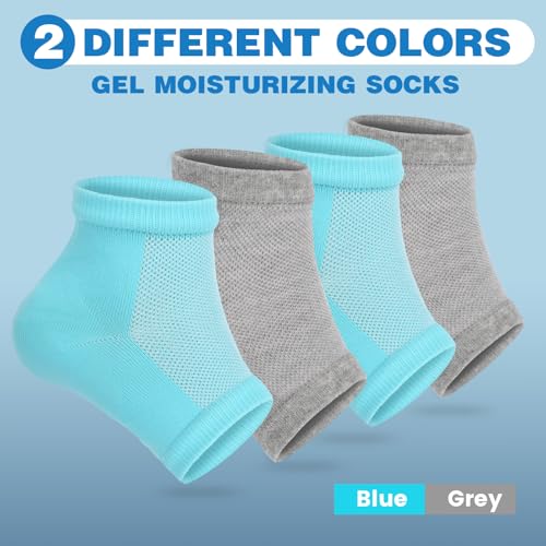 TEAWOO Moisturizing Gel Heel Socks for Cracked Foot Treatment (2 Pairs)