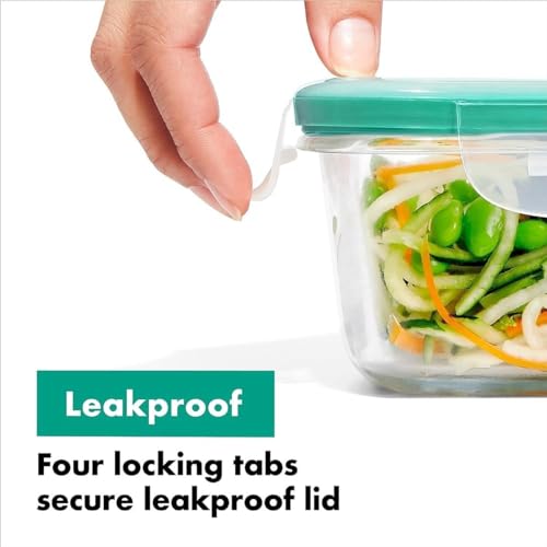 OXO Good Grips 2-Cup Smart Seal Glass Airtight Food Container, Teal