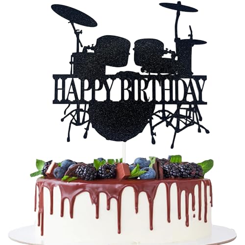 Music-Themed Happy Birthday Cake Topper - Drummer Decoration