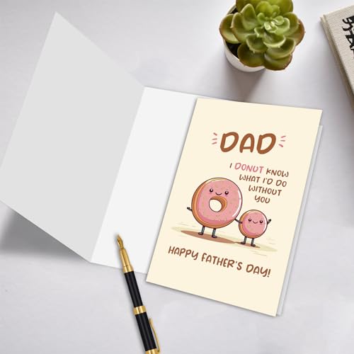 Leinessy Cute Donut Father's Day Card - 8x5.3 Inch, Blank Inside