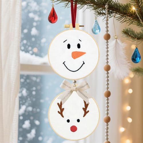 Christmas Embroidery Kits for Beginners - 2 Hoops & Video Guide