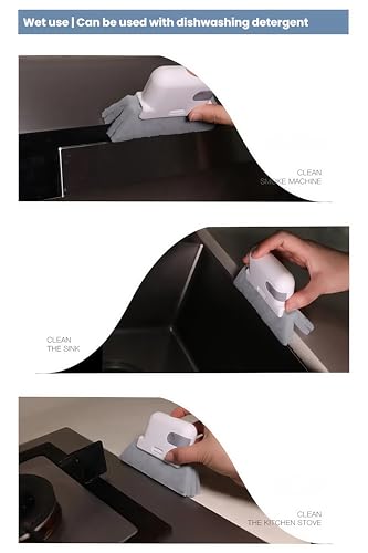 2-in-1 Window Track Cleaning Brush with Detachable Microfiber Head