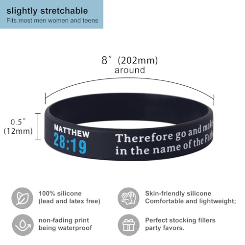QEERBSIN Bible Verse Silicone Wristbands - Bulk Religious Scripture Bracelets - Variation 20