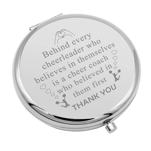 Cheer Coach Travel Makeup Mirror Appreciation Gift Silver