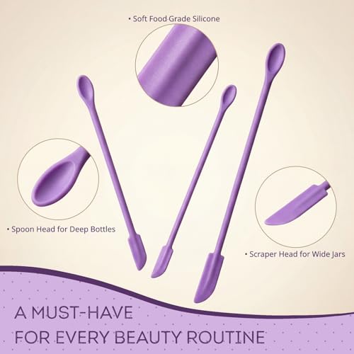 3 Pack Silicone Makeup Spatula Set - Mini Cosmetic Cream Scraper