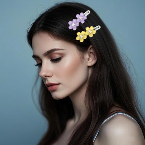 5-Piece Floral Acrylic Alligator Hair Clips Set for Women